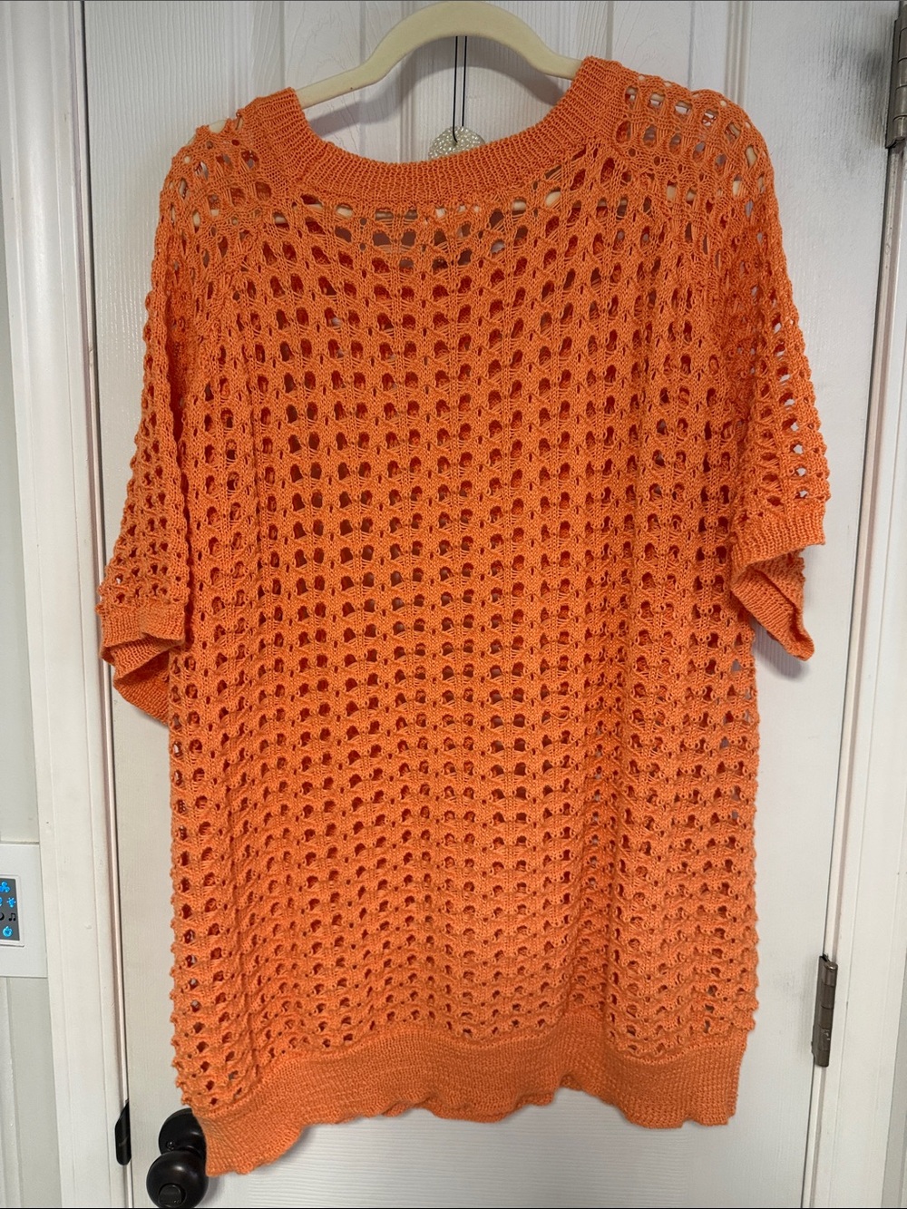 easel Open-Weave Scoop Neck Sweater in Bright Orange - Picture 4 of 5